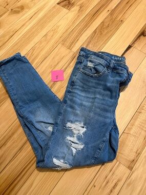 American Eagle Outfitters Ripped Light Blue Skinny Jeans